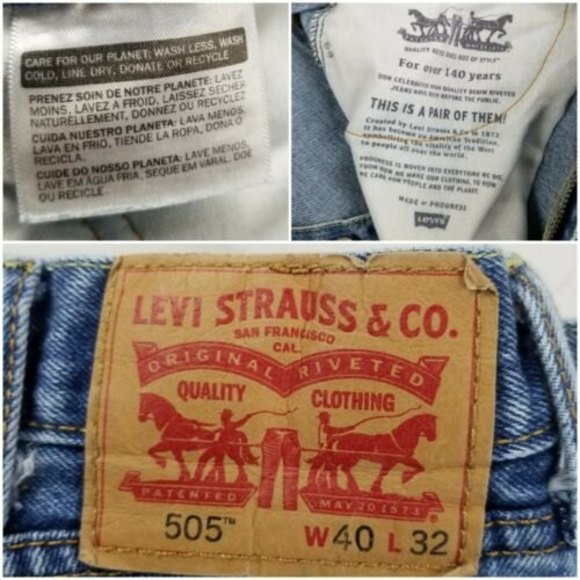 Levis 505 Jeans Sz W40 L32 Straight Medium Blue Wash 100% Cotton (30" inseam) - Picture 4 of 12